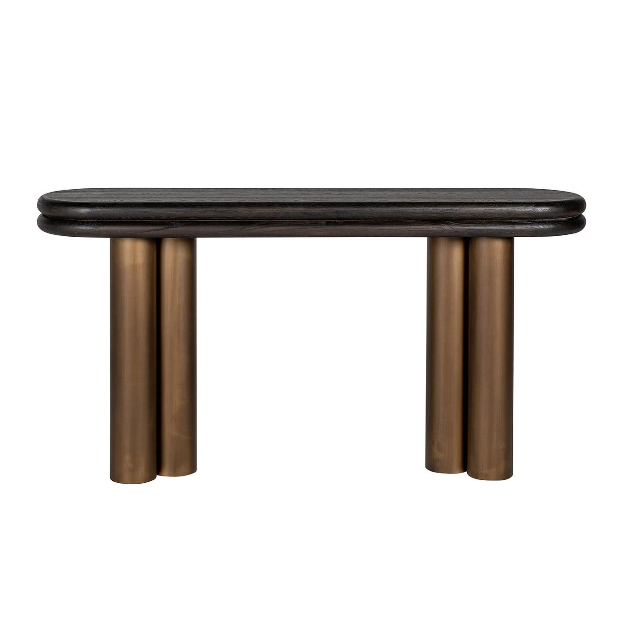 Macaron Black Rustic Top Console Table with Brass Base by Richmond Interiors - Maison Rêves UK