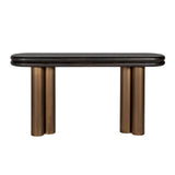 Macaron Black Rustic Top Console Table with Brass Base by Richmond Interiors - Maison Rêves UK