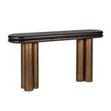 Macaron Black Rustic Top Console Table with Brass Base by Richmond Interiors - Maison Rêves UK