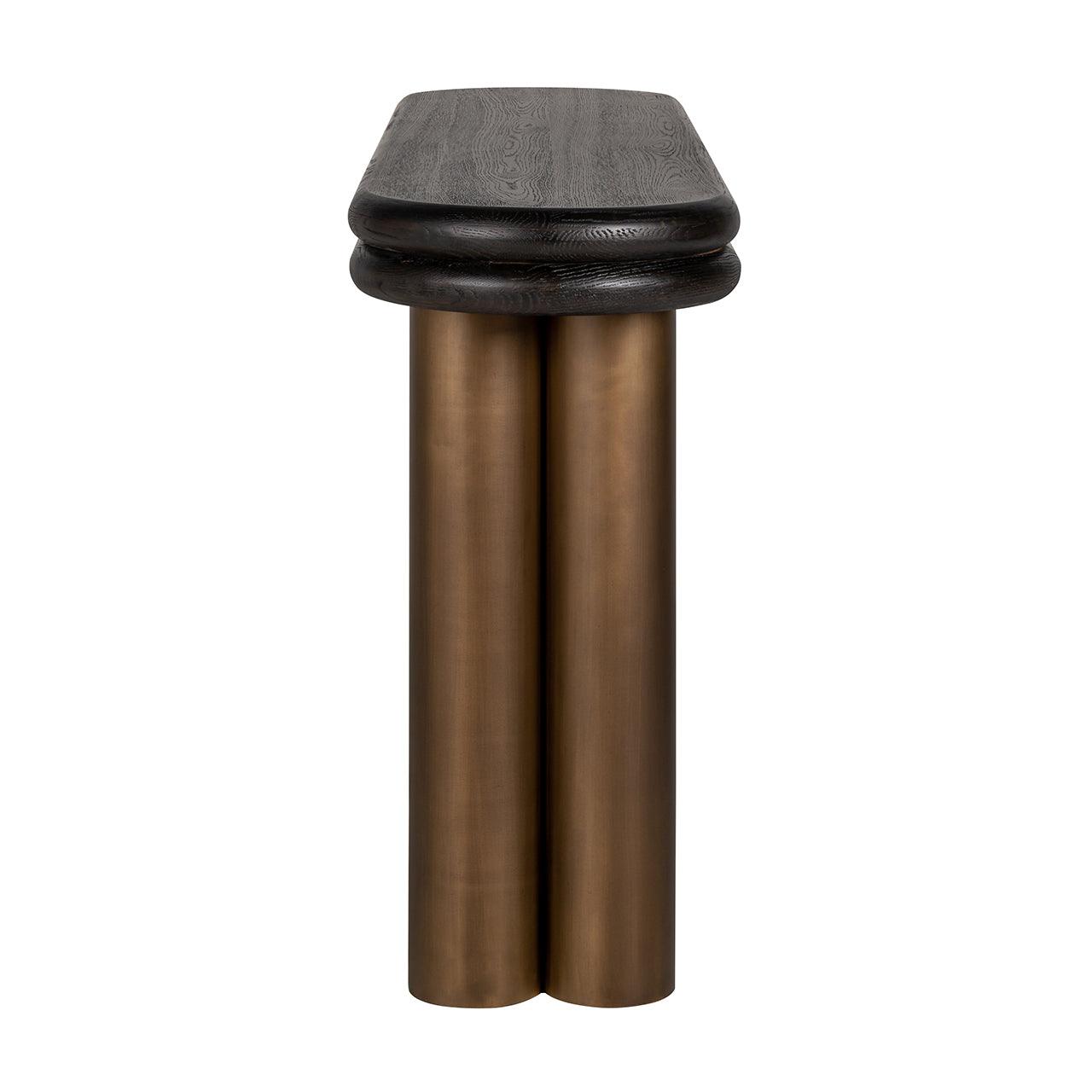 Macaron Black Rustic Top Console Table with Brass Base by Richmond Interiors - Maison Rêves UK
