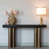 Macaron Black Rustic Top Console Table with Brass Base by Richmond Interiors - Maison Rêves UK