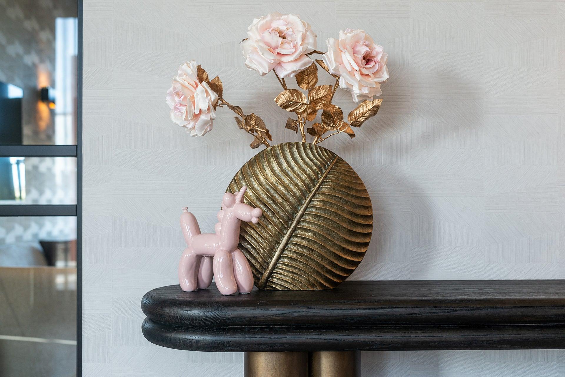Macaron Black Rustic Top Console Table with Brass Base by Richmond Interiors - Maison Rêves UK