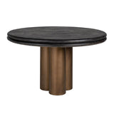 Macaron Circular Dining Table with Black Rustic Oak Top by Richmond Interiors - Maison Rêves UK