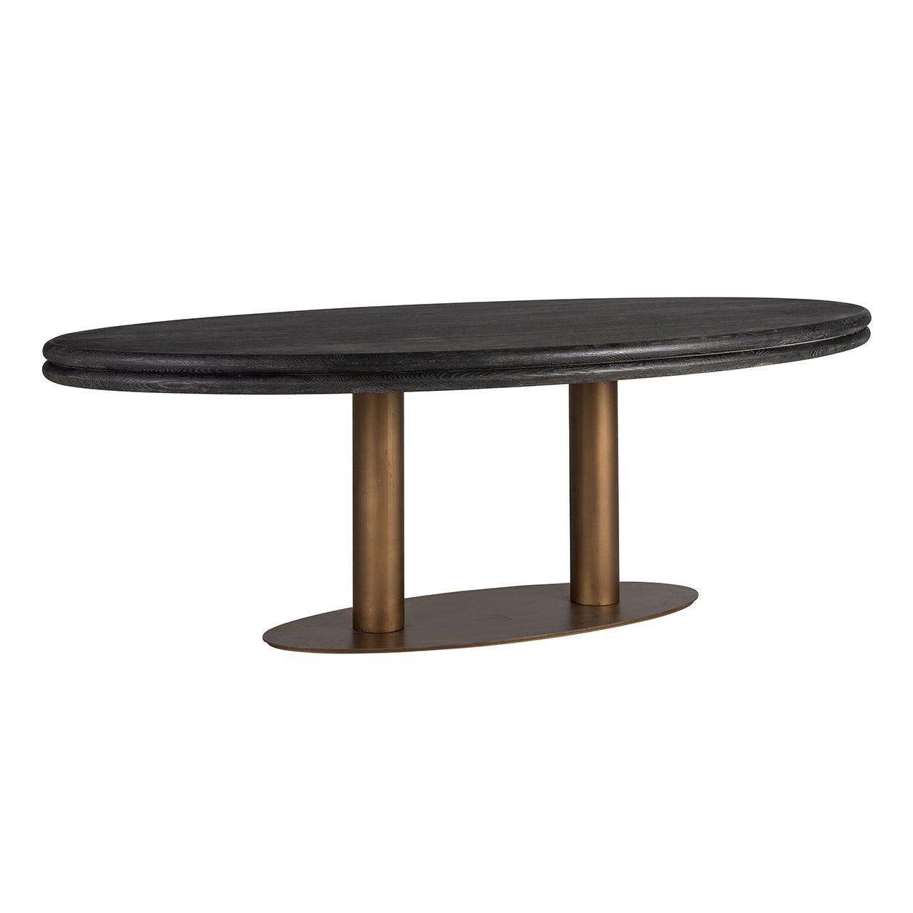 Macaron Oval Dining Table with Black Rustic Wood Top by Richmond Interiors - Maison Rêves UK