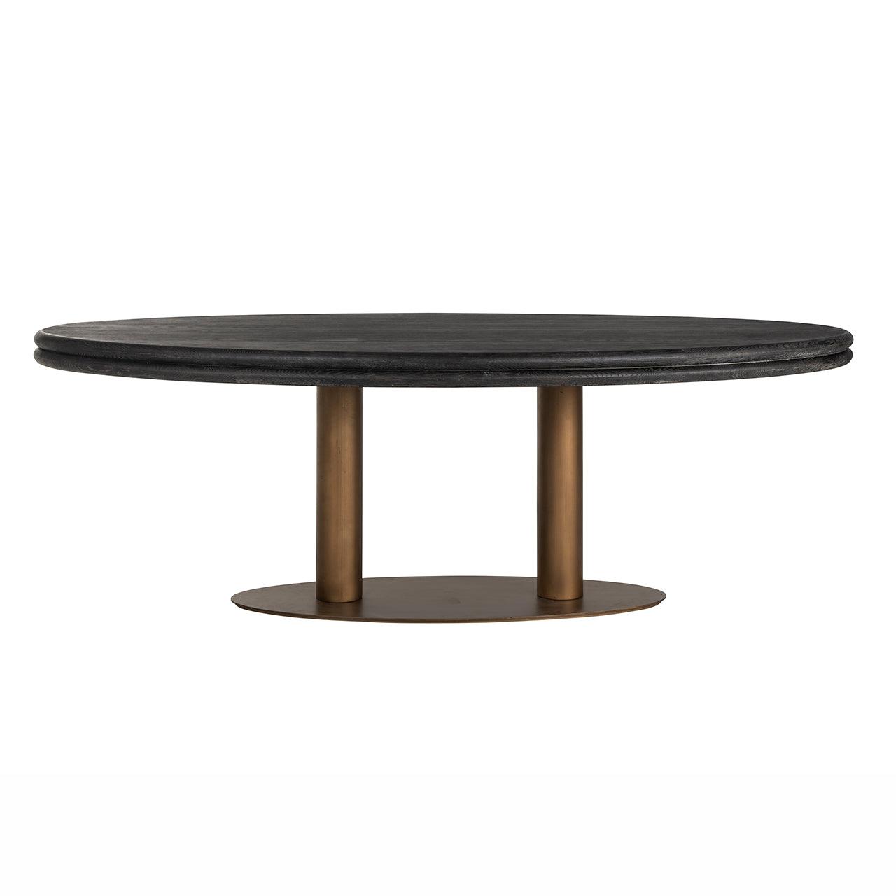 Macaron Oval Dining Table with Black Rustic Wood Top by Richmond Interiors - Maison Rêves UK