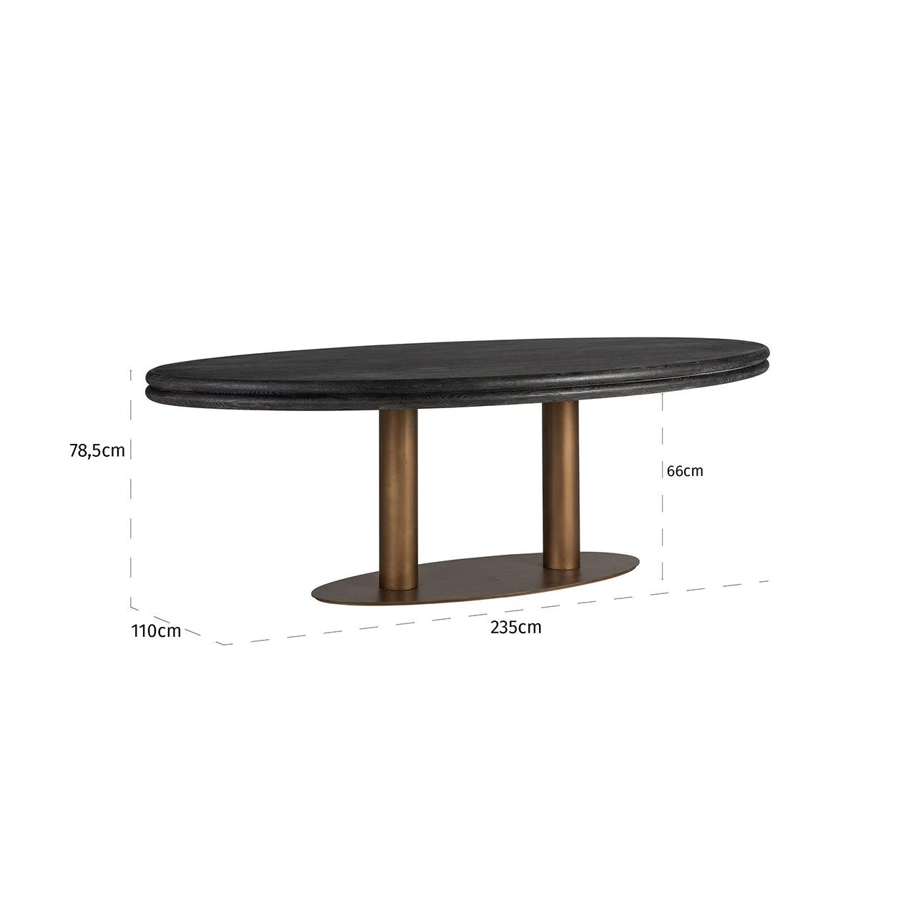 Macaron Oval Dining Table with Black Rustic Wood Top by Richmond Interiors - Maison Rêves UK