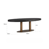 Macaron Oval Dining Table with Black Rustic Wood Top by Richmond Interiors - Maison Rêves UK