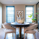 Macaron Oval Dining Table with Black Rustic Wood Top by Richmond Interiors - Maison Rêves UK
