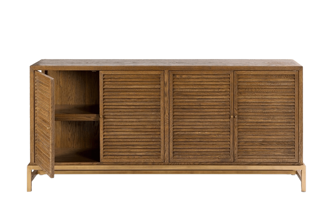 Malaga Brown Oak Sideboard with Gold Metal Base - Maison Rêves UK