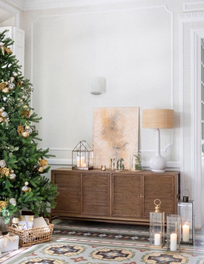 Malaga Brown Oak Sideboard with Gold Metal Base - Maison Rêves UK