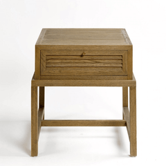 Malaga Natural Oak Bedside Table with Wooden Base - Maison Rêves UK