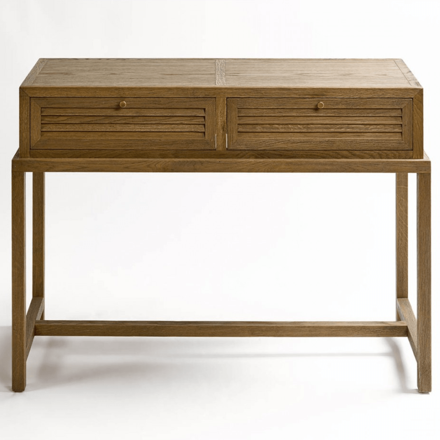 Malaga Natural Oak Console Table with Wooden Base - Maison Rêves UK