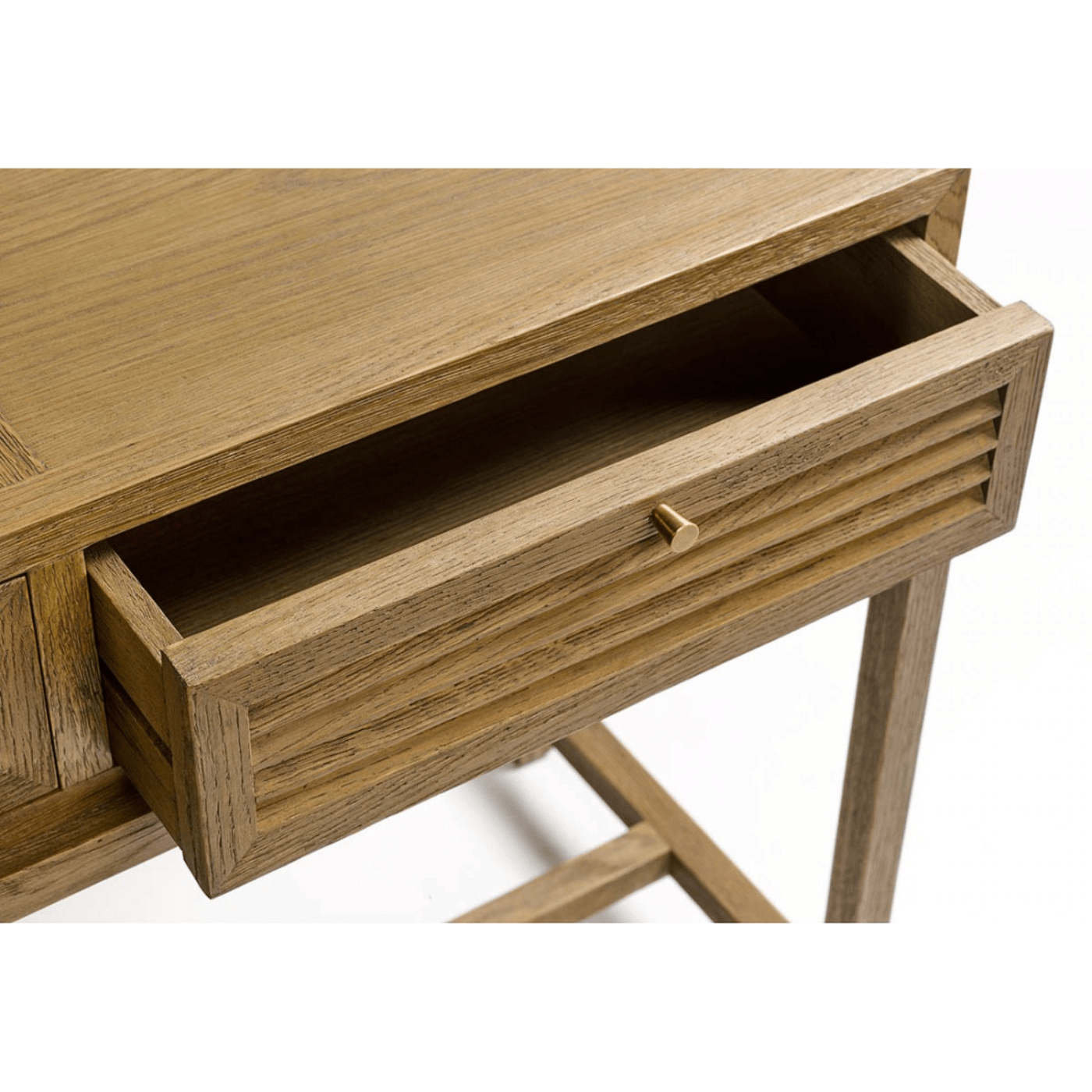 Malaga Natural Oak Console Table with Wooden Base - Maison Rêves UK