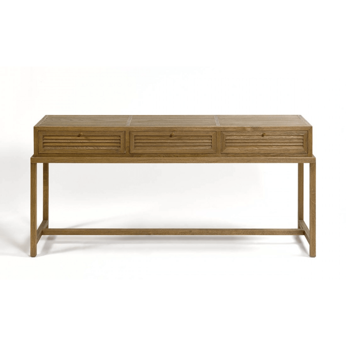 Malaga Natural Oak Console Table with Wooden Base - Maison Rêves UK