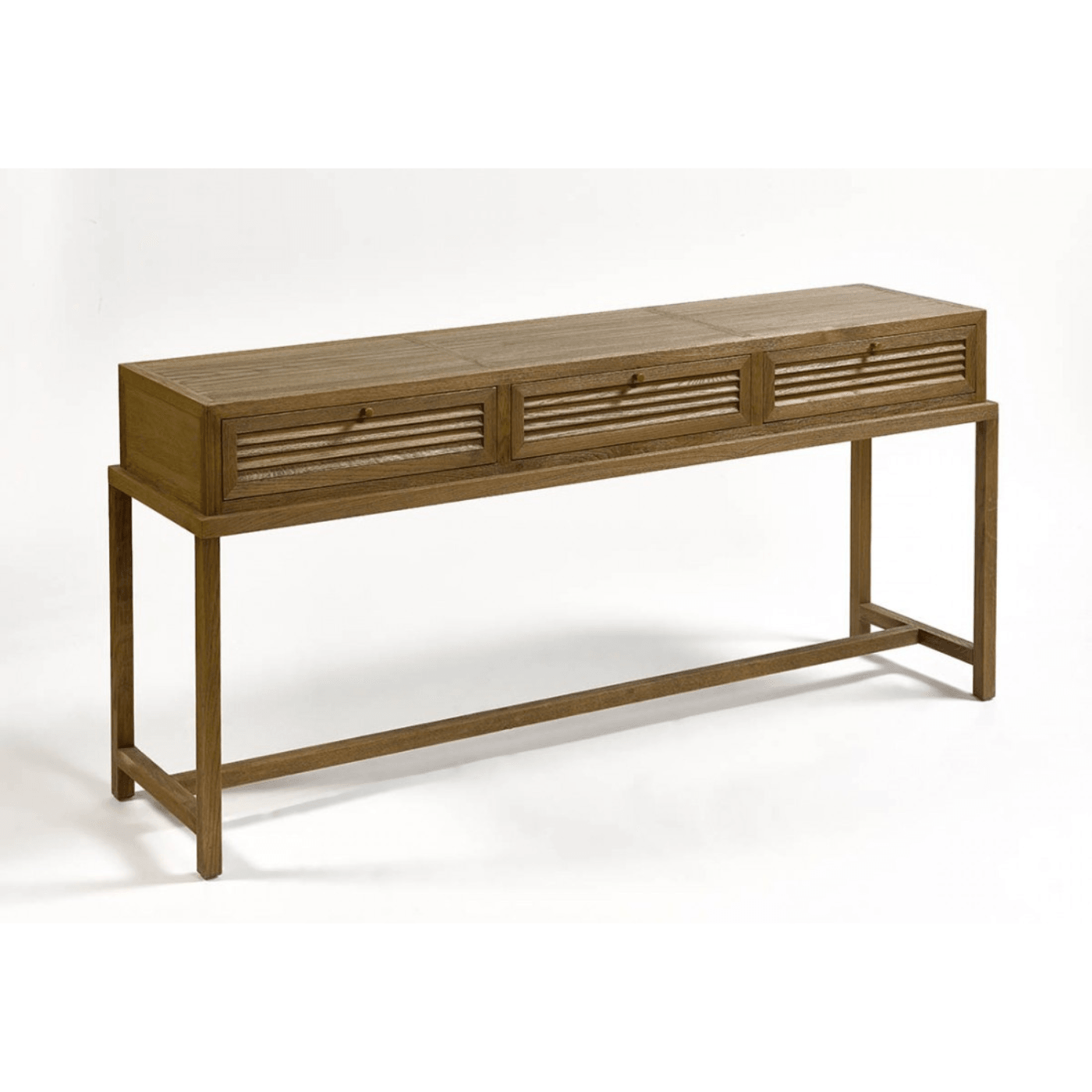 Malaga Natural Oak Console Table with Wooden Base - Maison Rêves UK