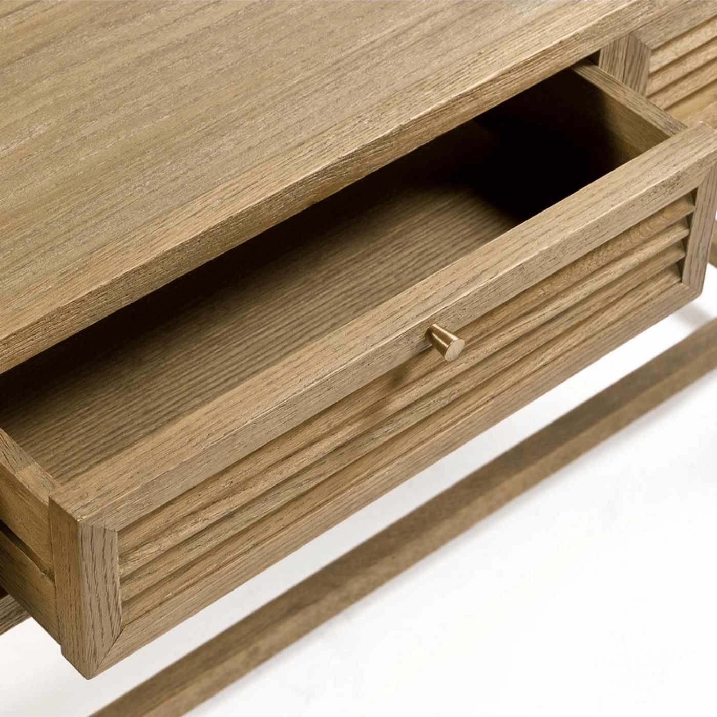 Malaga Natural Oak Console Table with Wooden Base - Maison Rêves UK
