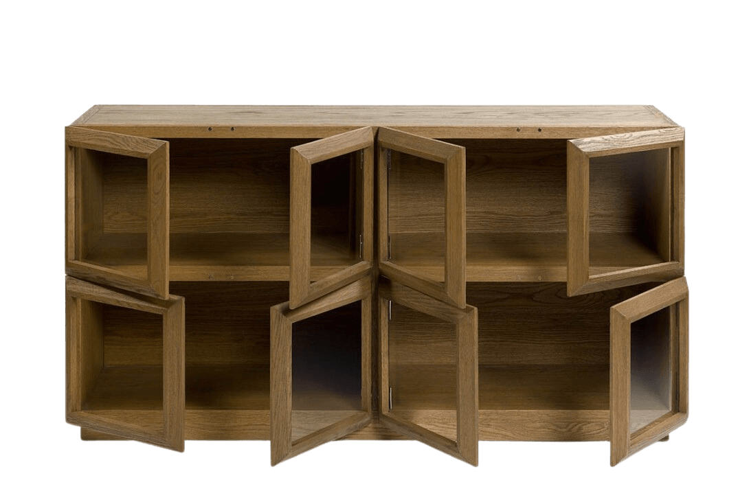 Mare Natural Oak Sideboard with Tempered Glass Doors - Maison Rêves UK