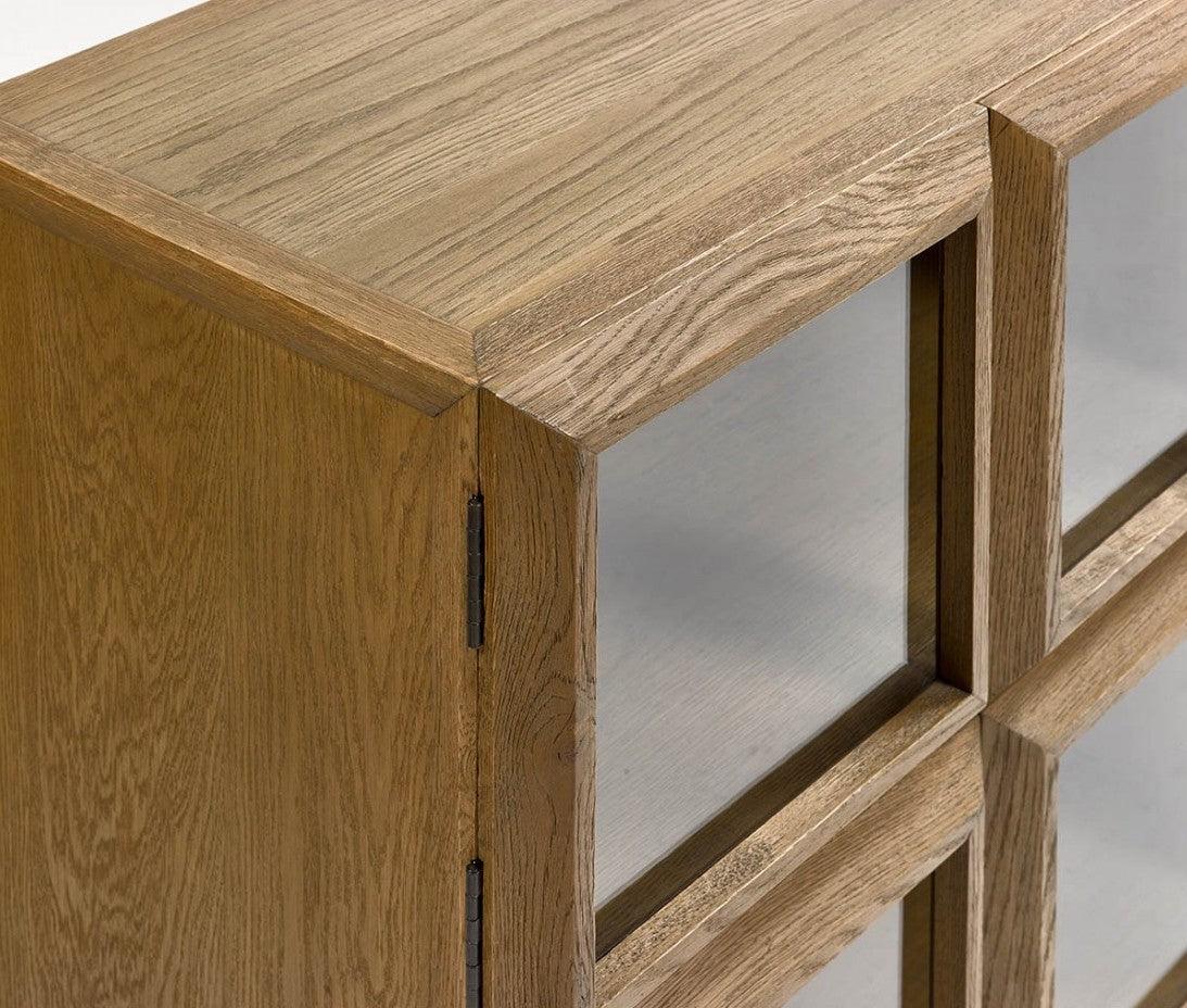 Mare Natural Oak Sideboard with Tempered Glass Doors - Maison Rêves UK