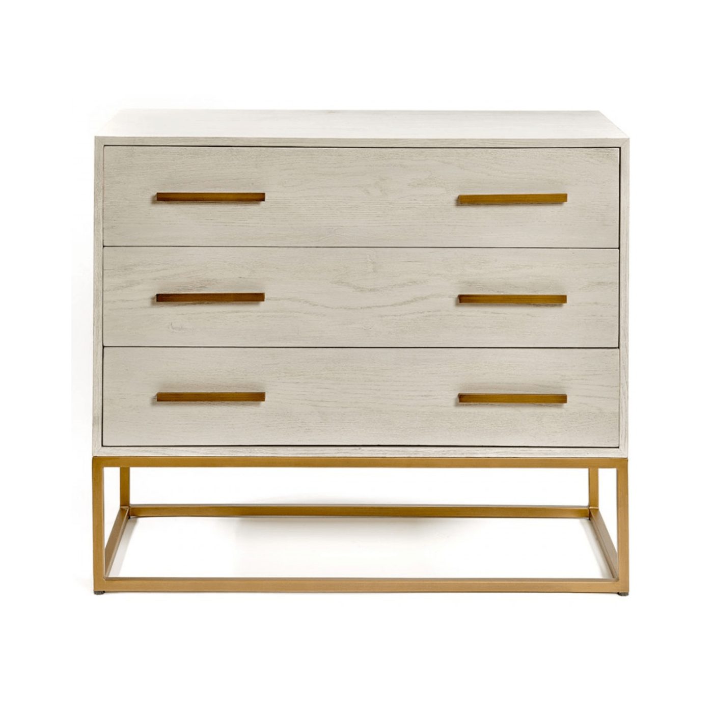 Martos White Oak Chest of Drawers with Gold Metal Base - Maison Rêves UK