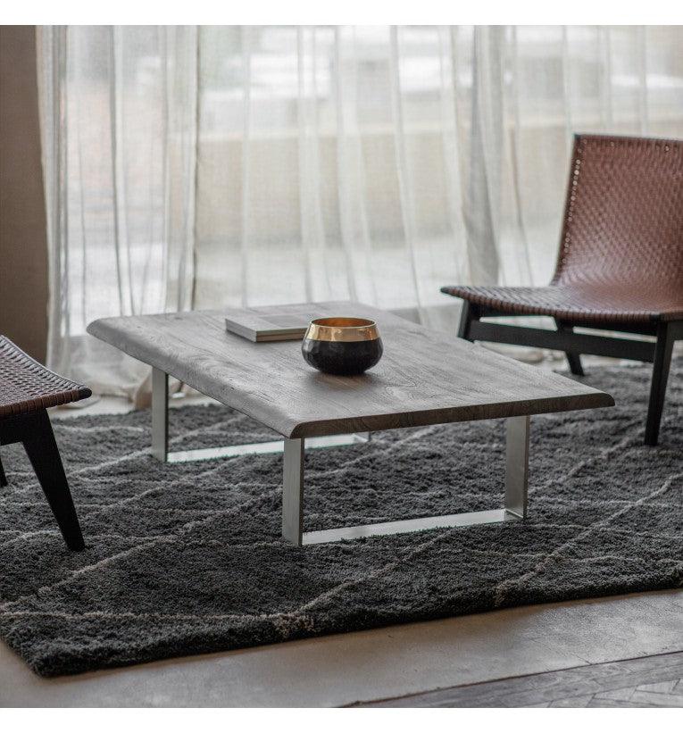 Marvena Acacia Wood Coffee Table with Iron Legs - Maison Rêves UK