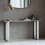 Marvena Acacia Wood Top Console Table Grey - Maison Rêves UK