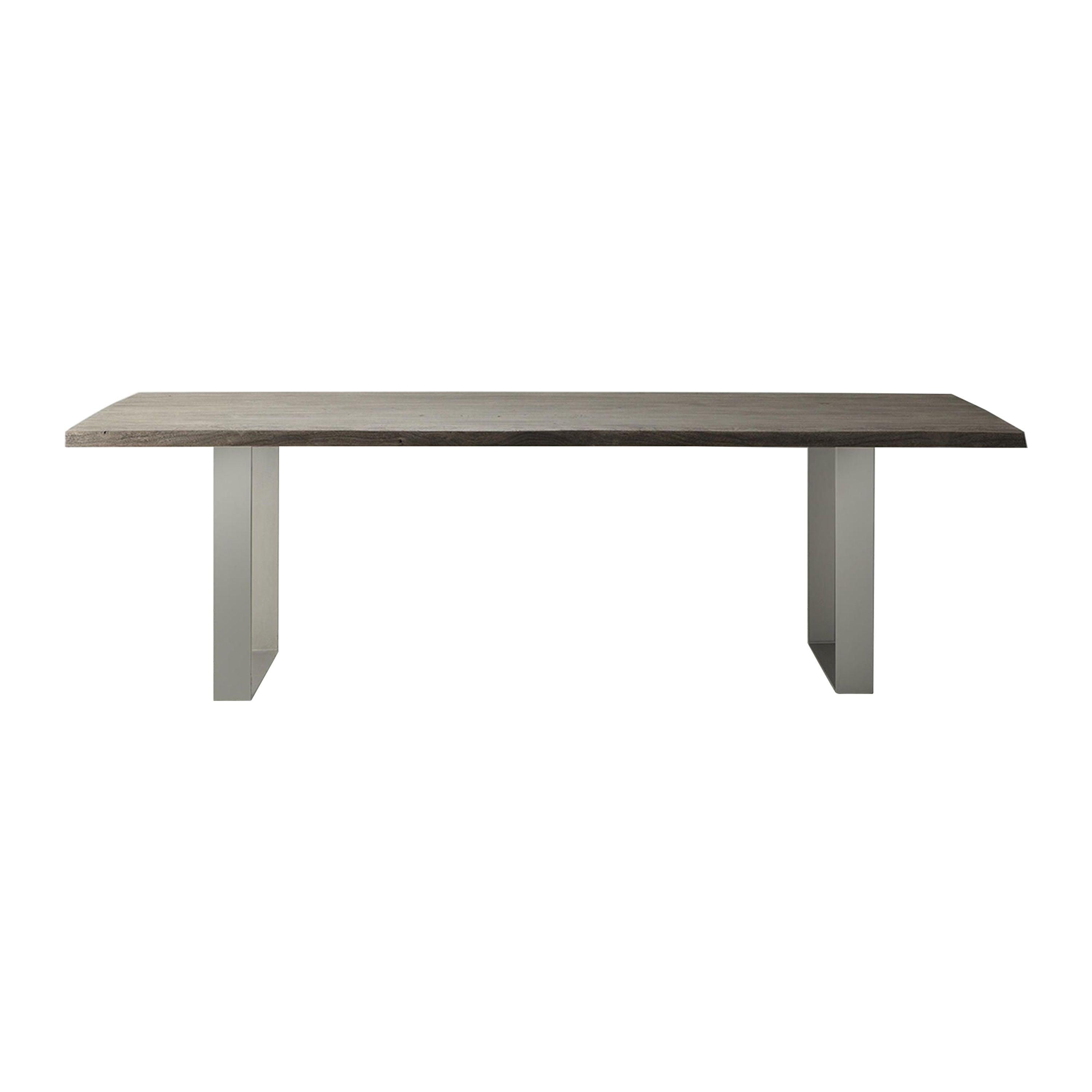 Marvena Wooden Dining Table Grey with Silver Powder Coated Iron Legs - Maison Rêves UK