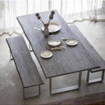 Marvena Wooden Dining Table Grey with Silver Powder Coated Iron Legs - Maison Rêves UK