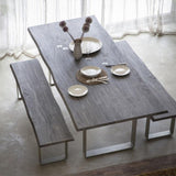 Marvena Wooden Dining Table Grey with Silver Powder Coated Iron Legs - Maison Rêves UK