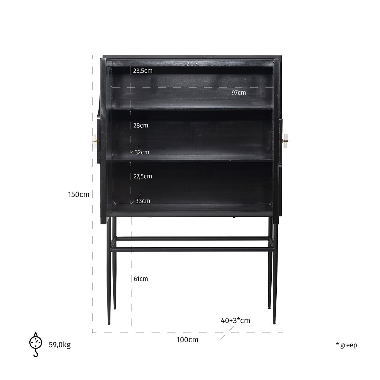 Mendoza 2 Door Mango Wood Cabinet with Black Iron Frame by Richmond Interiors - Maison Rêves UK