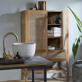 Merge Rattan Weave Cabinet with Teak Wood Frame by Nordal - Maison Rêves UK