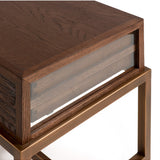 Malaga Brown Oak Bedside Table with Gold Metal Base