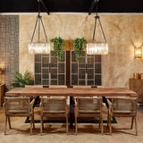 Ojen Oak Wood Dining Table with Metal Central Base