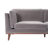 Mickey 3 Seat Velvet Sofa Walnut Frame by Twenty10 Designs