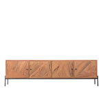Mirage Acacia Wood 4 Door Media Unit with Iron Legs - Maison Rêves UK