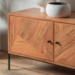 Mirage Acacia Wood 4 Door Media Unit with Iron Legs - Maison Rêves UK