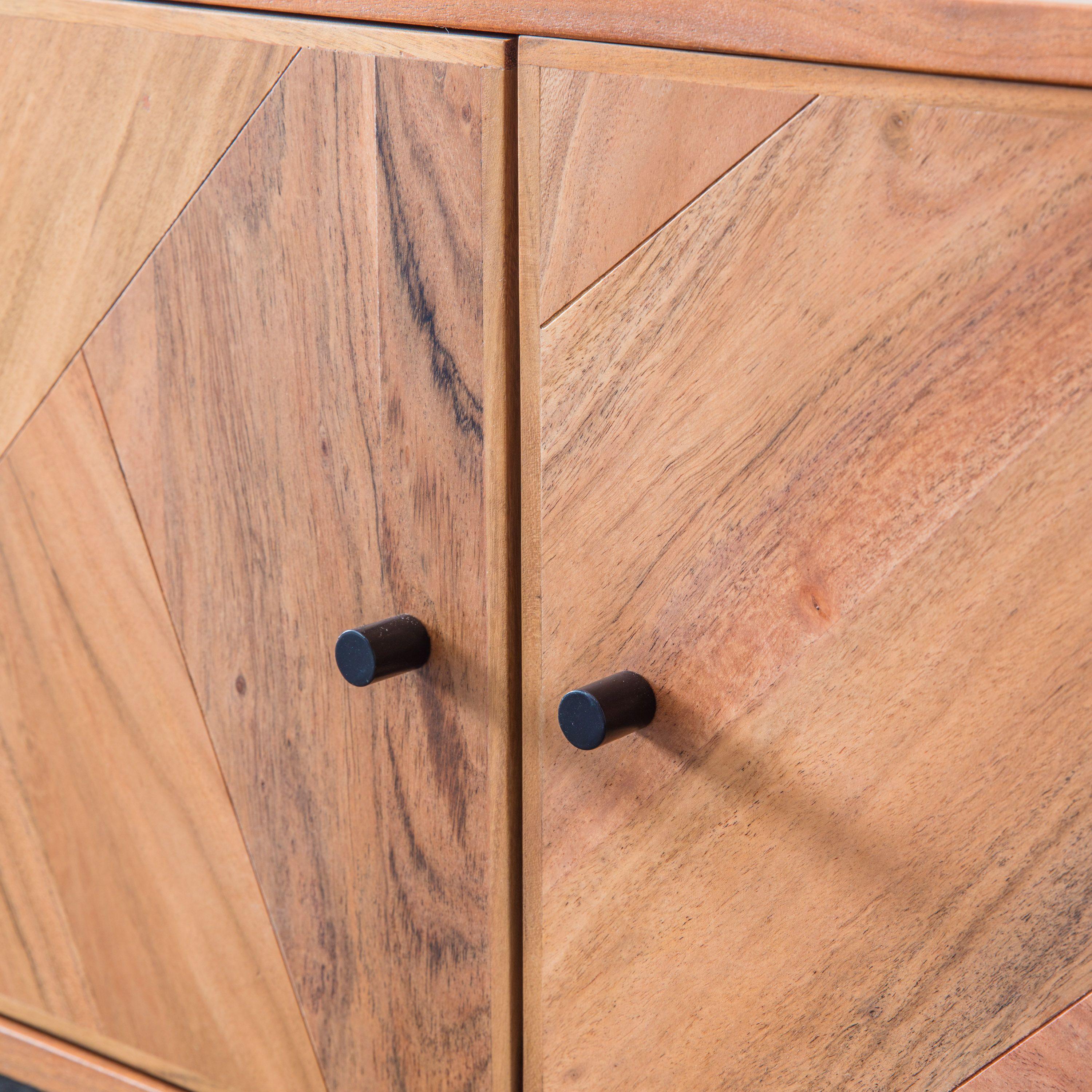 Mirage Acacia Wood 4 Door Media Unit with Iron Legs - Maison Rêves UK