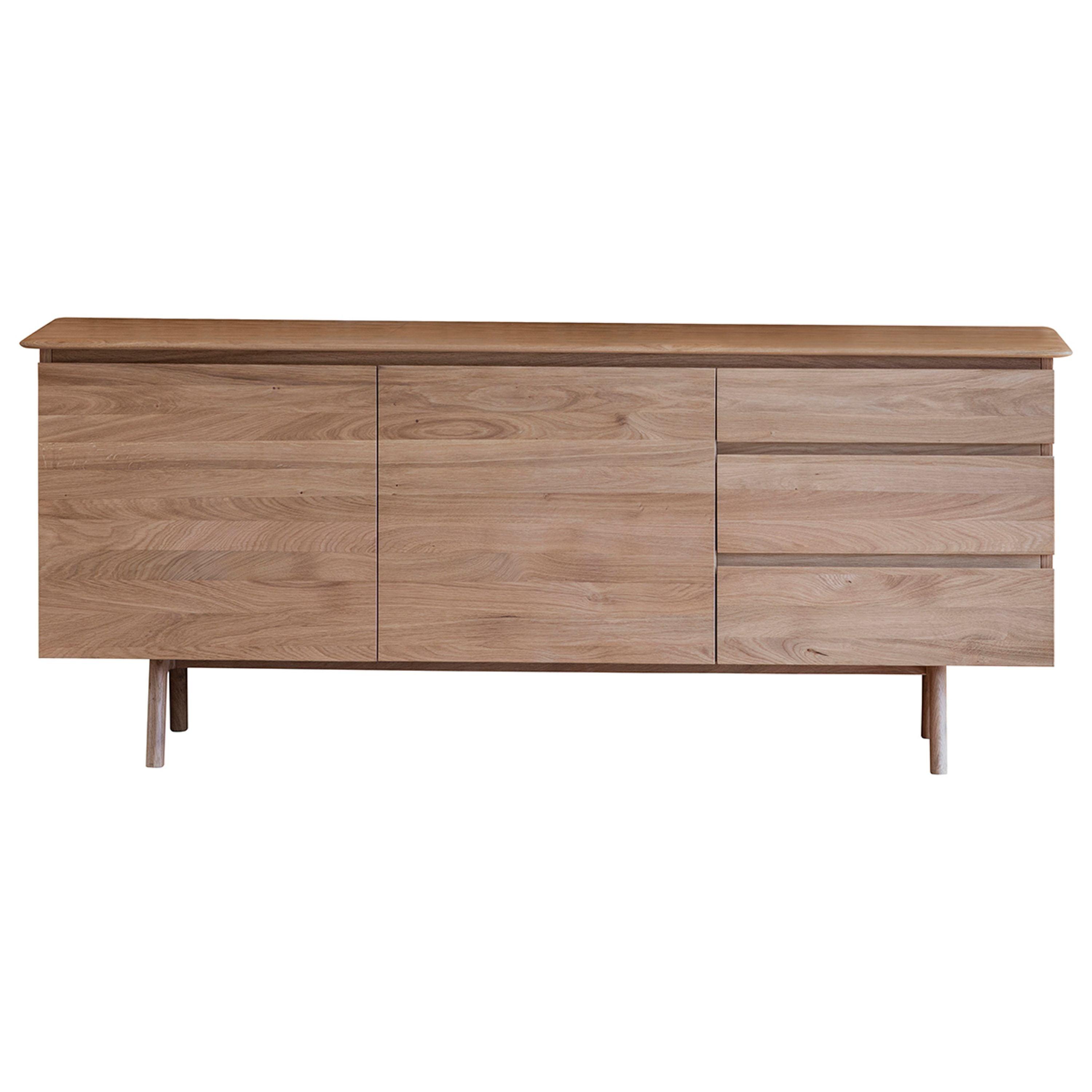 Modera 2 Door 3 Drawer Solid Oak Sideboard in Oak - Maison Rêves UK