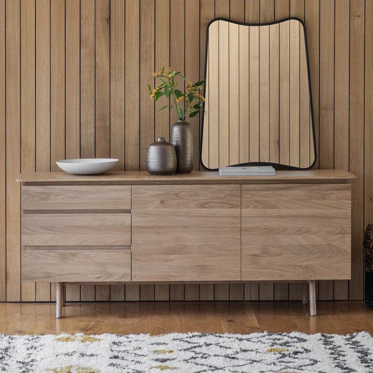 Modera 2 Door 3 Drawer Solid Oak Sideboard in Oak - Maison Rêves UK