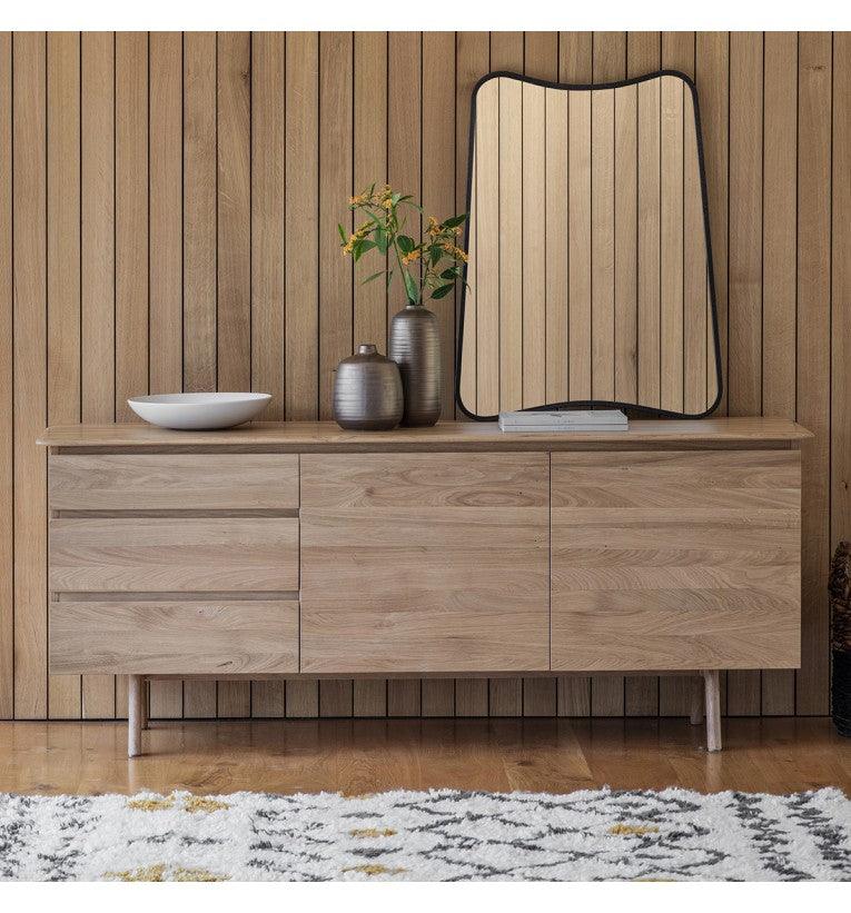 Modera 2 Door 3 Drawer Solid Oak Sideboard in Oak - Maison Rêves UK