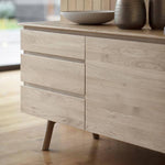 Modera 2 Door 3 Drawer Solid Oak Sideboard in Oak - Maison Rêves UK
