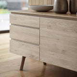 Modera 2 Door 3 Drawer Solid Oak Sideboard in Oak - Maison Rêves UK