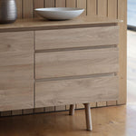 Modera 2 Door 3 Drawer Solid Oak Sideboard in Oak - Maison Rêves UK
