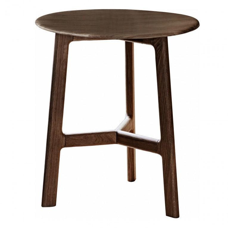 Modera Round Solid Oak Side Table Walnut - Maison Rêves UK