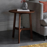 Modera Round Solid Oak Side Table Walnut - Maison Rêves UK