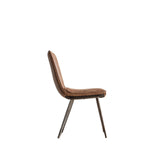 Moorwick Dining Chair Brown with Bronze Finish Metal Legs (2pk) - Maison Rêves UK