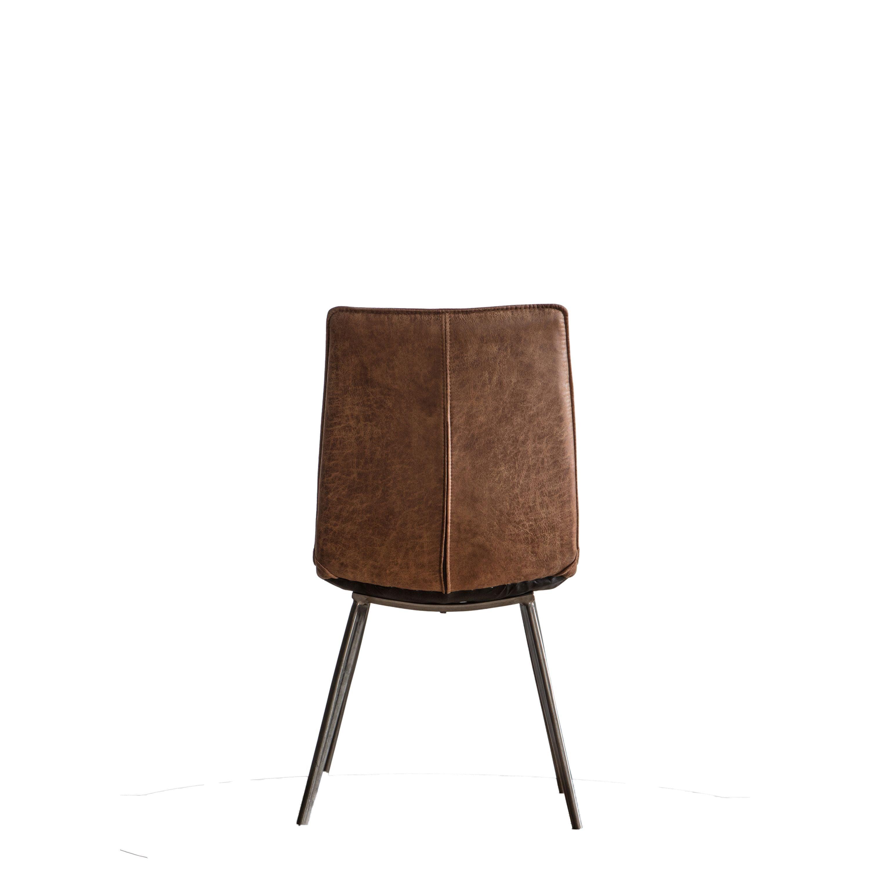 Moorwick Dining Chair Brown with Bronze Finish Metal Legs (2pk) - Maison Rêves UK