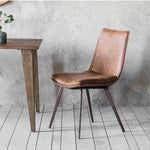 Moorwick Dining Chair Brown with Bronze Finish Metal Legs (2pk) - Maison Rêves UK