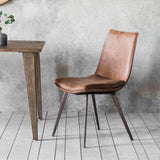 Moorwick Dining Chair Brown with Bronze Finish Metal Legs (2pk) - Maison Rêves UK