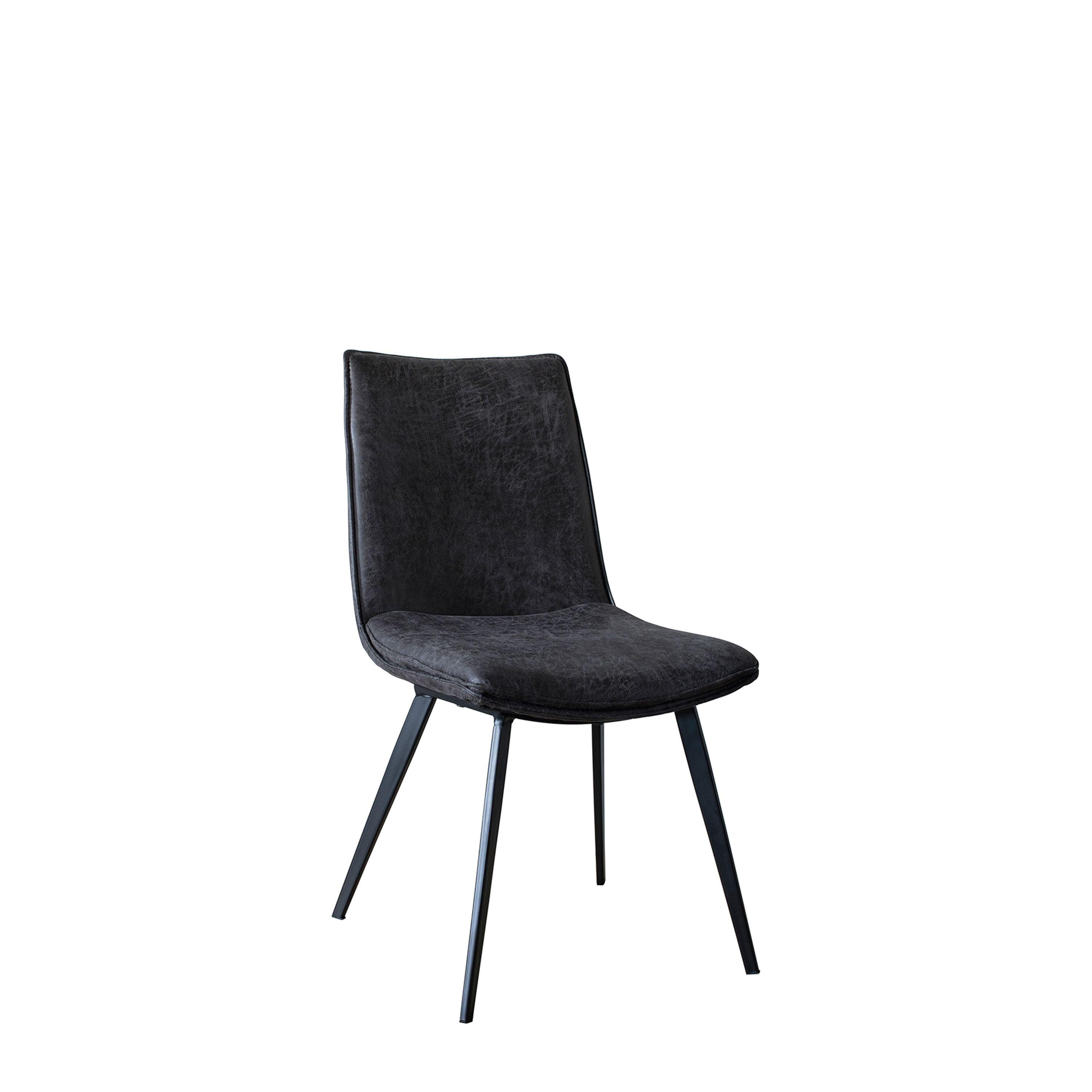 Moorwick Dining Chair Grey with Black Finish Metal Legs (2pk) - Maison Rêves UK