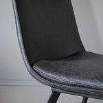 Moorwick Dining Chair Grey with Black Finish Metal Legs (2pk) - Maison Rêves UK